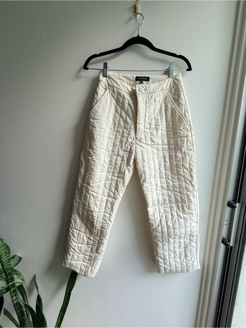 Quilted Cropped Pants in Cream